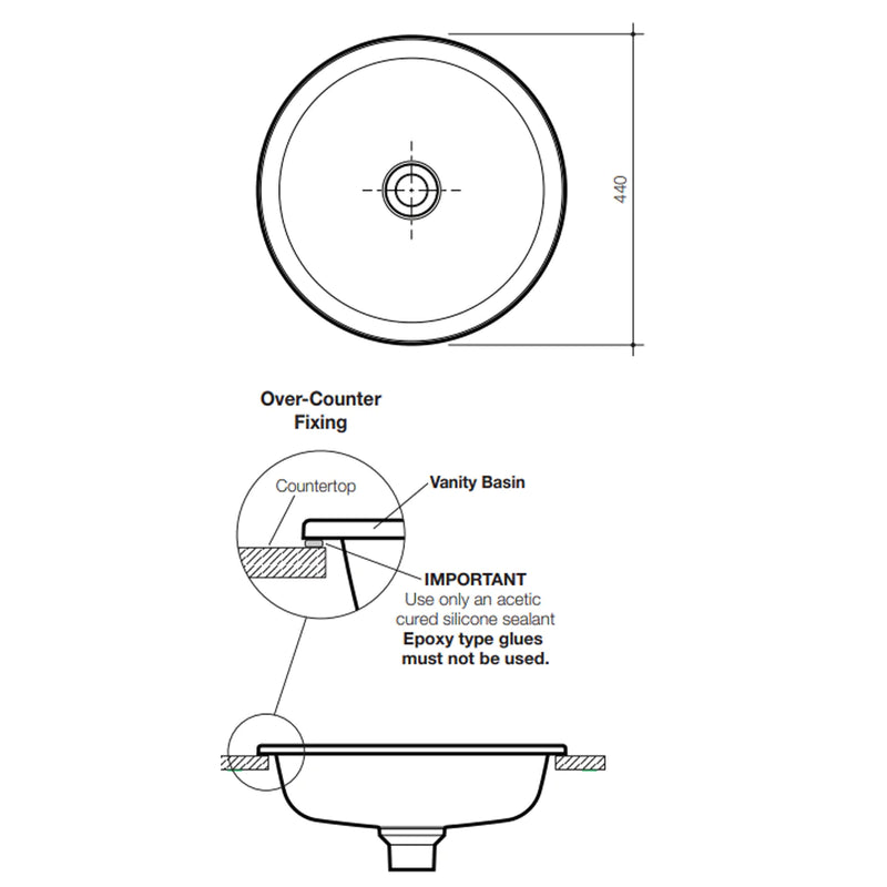 Caroma Liano II 440MM Round Under/Over Counter Basin - Matte Green