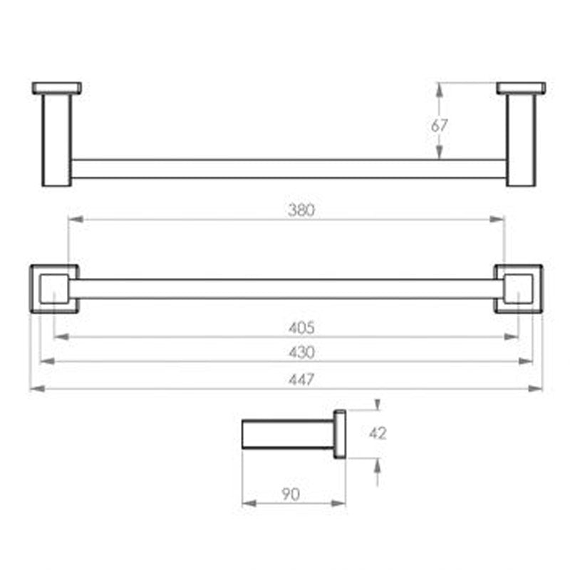 Bathroom Butler 8500 Series Wall Hung Towel Rail - 430mm