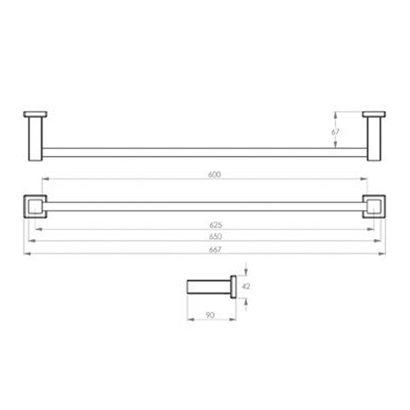 Bathroom Butler 8500 Series Wall Hung Towel Rail 650mm | Specifications