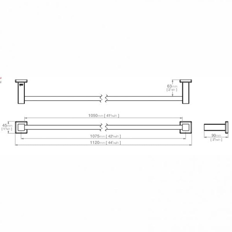 Bathroom Butler 8500 Series Wall Hung Towel Rail - 1100mm