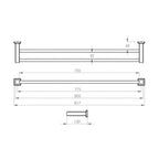 Bathroom Butler 8500 Series Wall Hung Double Towel Rail - 800mm