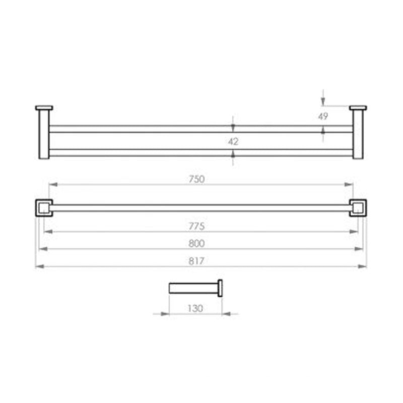 Bathroom Butler 8500 Series Wall Hung Double Towel Rail 800mm