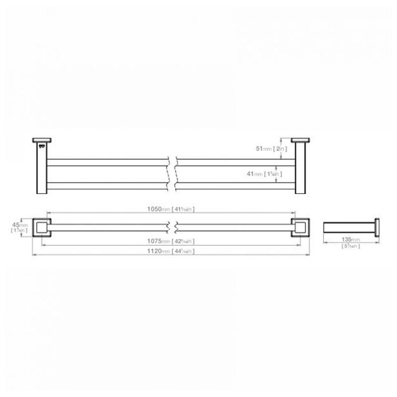 Bathroom Butler 8500 Series Wall Hung Double Towel Rail 1100mm