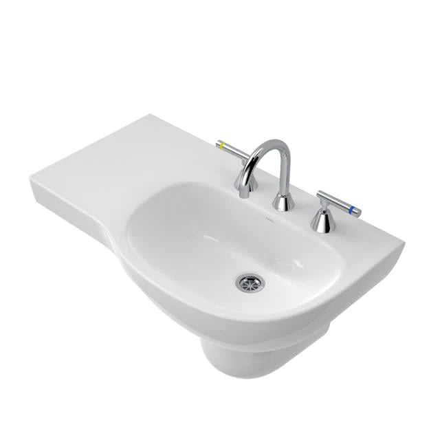 Caroma Care 700 Wall Basin - 1 Tap Holes - Gloss White - 873410W