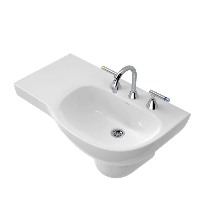Caroma Care 700 Wall Basin - 1 Tap Holes - Gloss White - 873410W