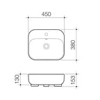 Caroma Luna Semi Recessed Basin 1 Tap Hole - Specification