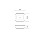 Caroma Artisan Above Counter Basin - Rectangle 490mm Specification