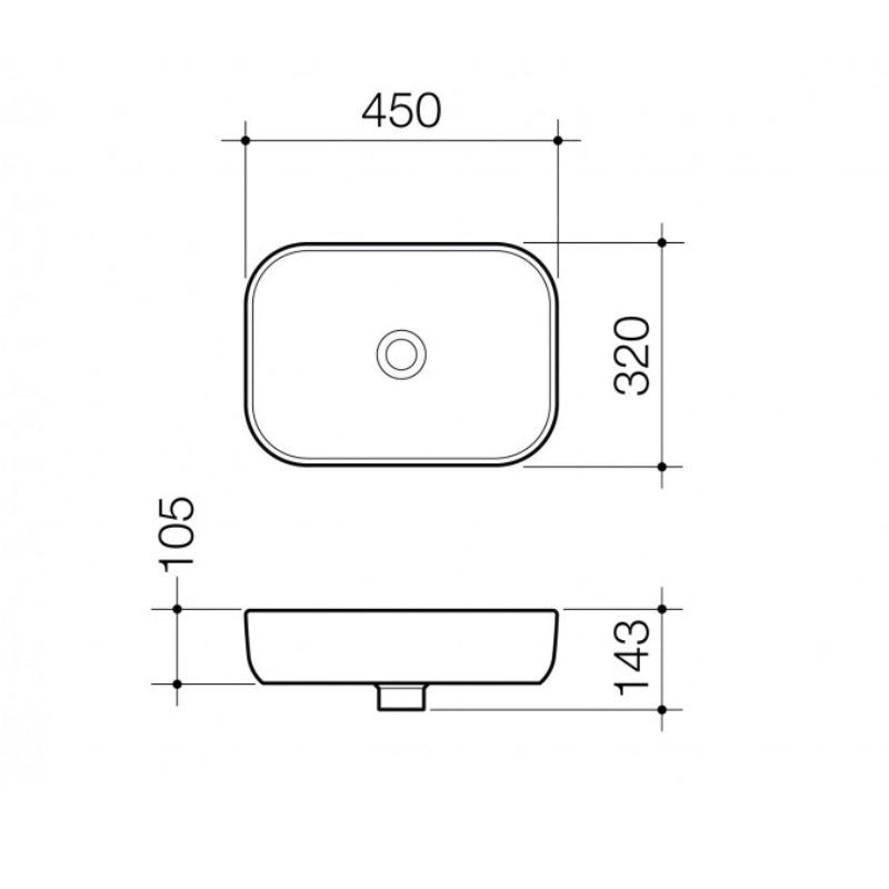 Caroma Luna Above Counter Basin - Specification