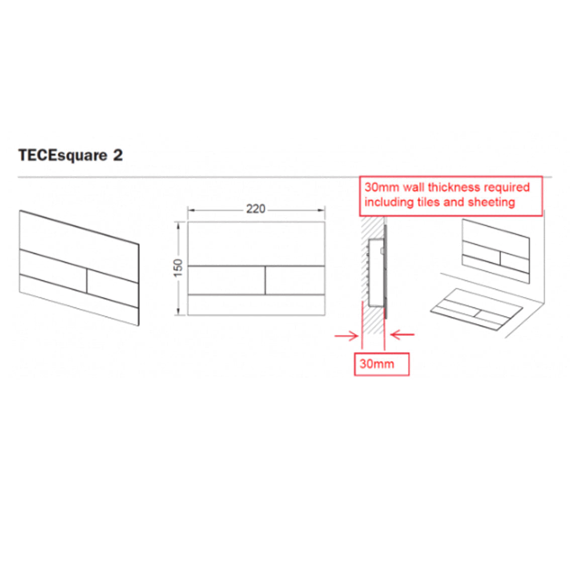 TECEsquare Flush Plate - Metal Gloss White - 9.240.832