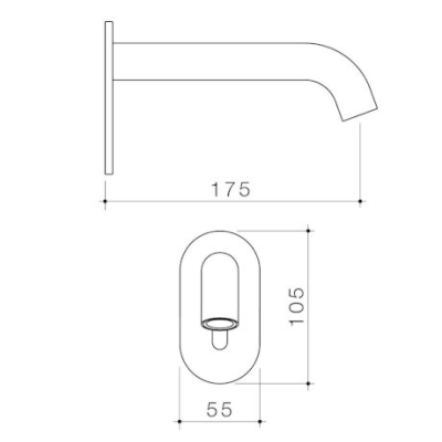 Caroma Liano II Sensor 175mm Wall Spout - Gun Metal