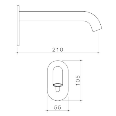 Caroma Liano II Sensor 210mm Wall Spout - Matte Black - 96388B6AF