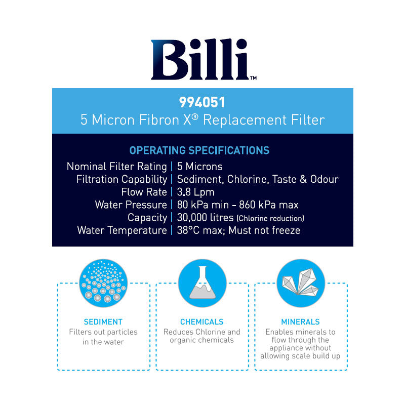 Billi 994001 Replacement Water Filter Specification