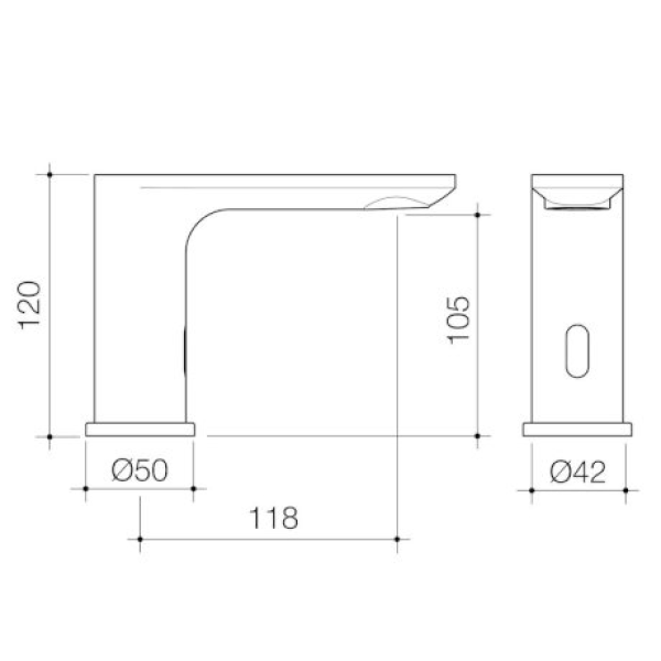 Caroma Urbane II Sensor Hob Mounted Spout - Brushed Brass