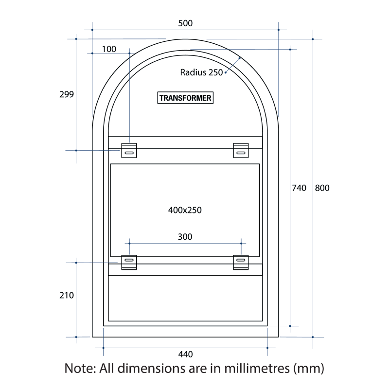 Thermogroup Ablaze 500 Arch Shape Premium Backlit Mirror - AS500C