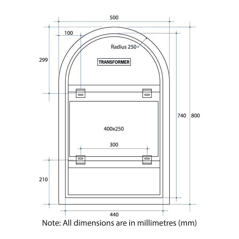 Thermogroup Ablaze 500 Arch Shape Premium Backlit Mirror - AS500W