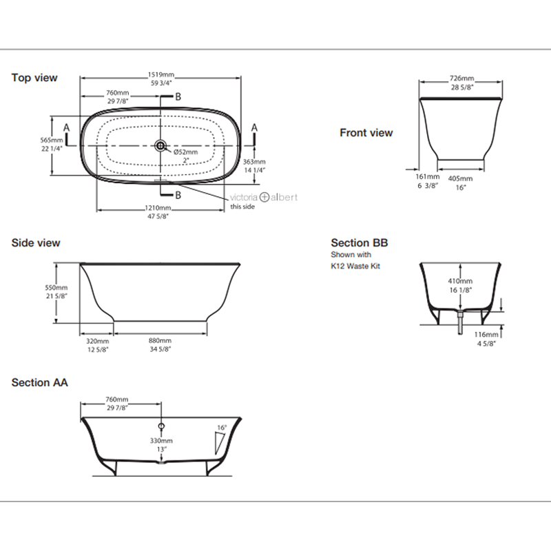Victoria + Albert Amiata 1500mm Freestanding Bath - Gloss White