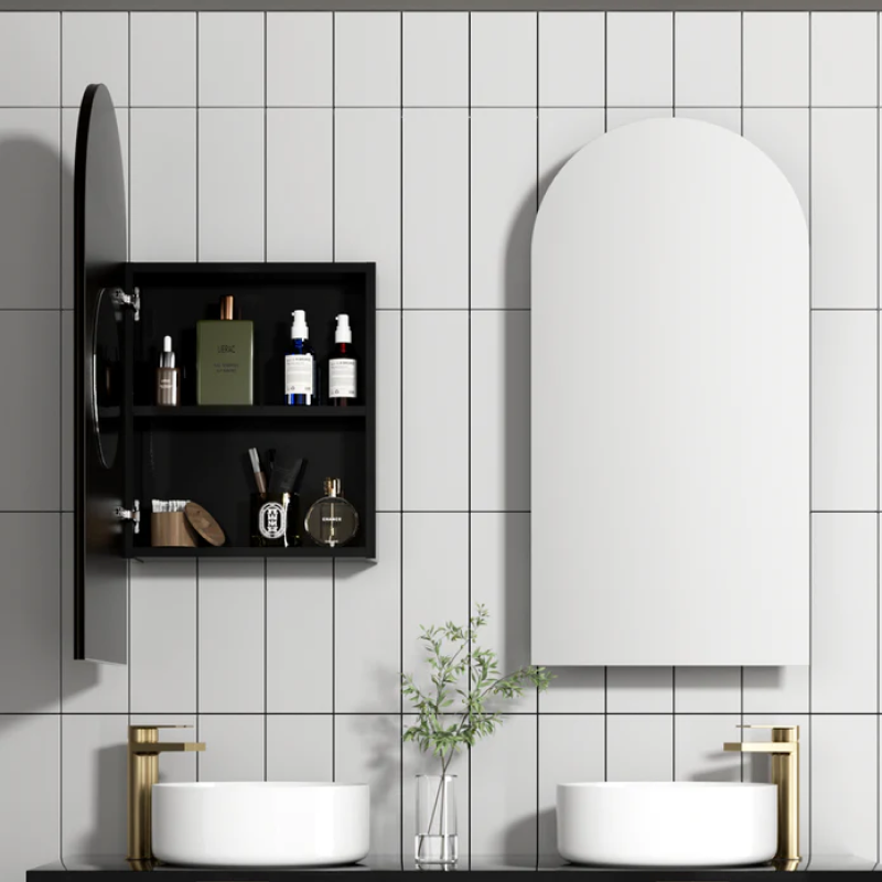 Cassa Design Archied 450mm Matte Black Left Hinge Shaving Cabinet - ARCHIED9045B