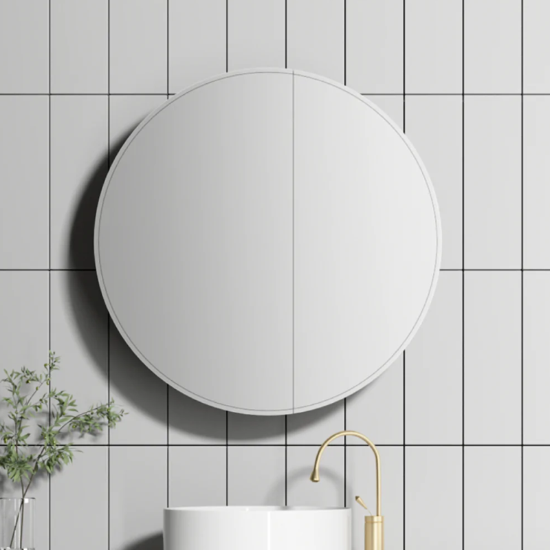 Cassa Design Auris 800mm Matte White Round Shaving Cabinet