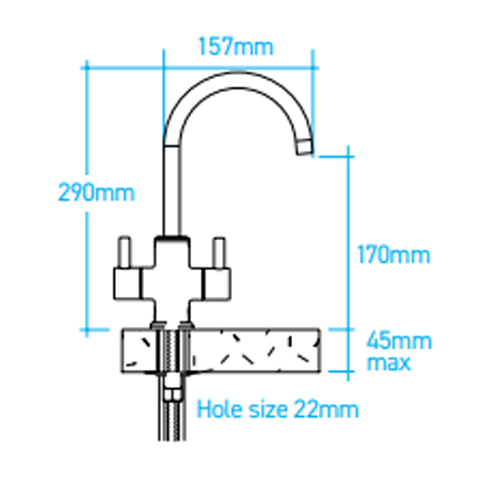 Billi B3000 Chilled & Sparkling Tap with Dual Levered Slimline Dispenser - Brushed Chrome