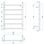 Thermorail 240V Square 600 Heated Towel Ladder - BS48MB Matte Black