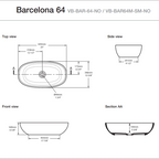 Victoria + Albert Barcelona 64 Above Counter Basin - Gloss White - VB-BAR-64-NO