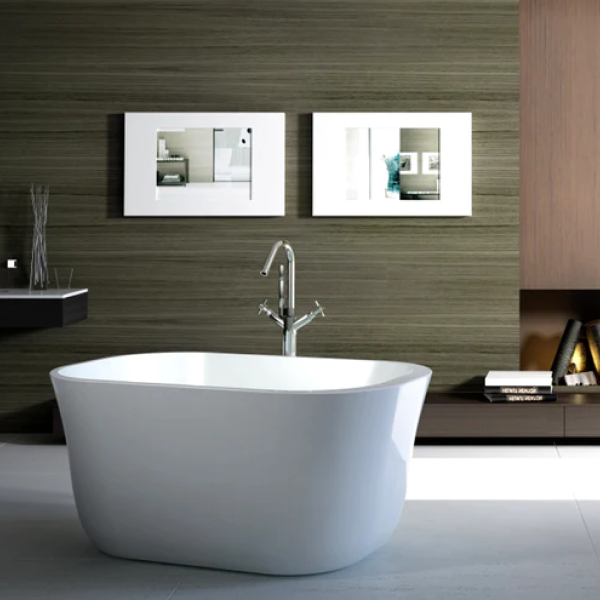 Cee Jay Claremont 1300mm Acrylic Freestanding Bath No Overflow - Gloss White