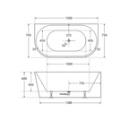 Cassa Design Auris 1500mm Round Back to Wall Bath Includes Overflow - Gloss White - BT-AU1500