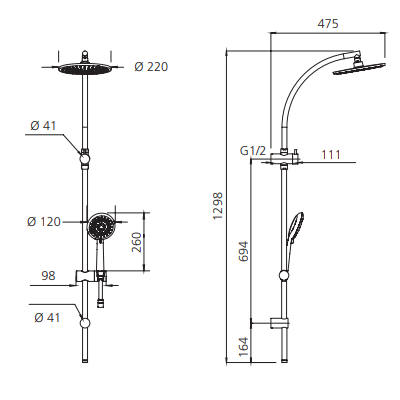 Oliveri Copenhagen Dual Shower Set - Chrome - CO10012CR