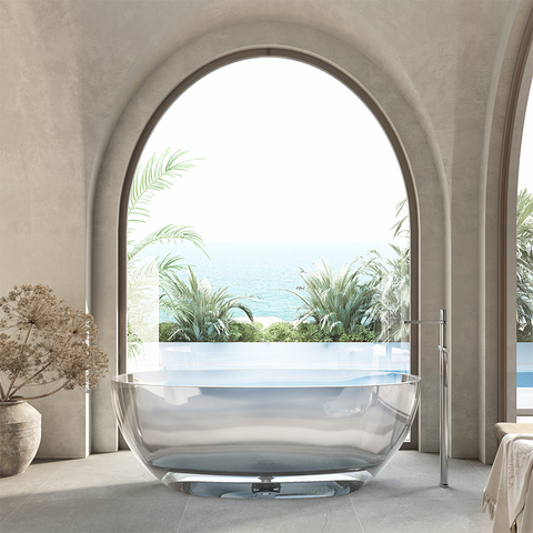 Cassa Design Wow 1500mm Translucency Resin Stone Freestanding Bath No Overflow - Crystal Clear