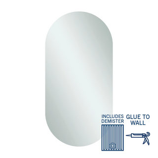 Thermogroup Ablaze Pill Shape Polished Edge Mirror Glue-to-Wall including demister - DP5010GTD