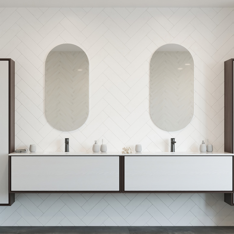 Thermogroup Ablaze Pill Shape Polished Edge Mirror with Hangers including demister - DP5010HND