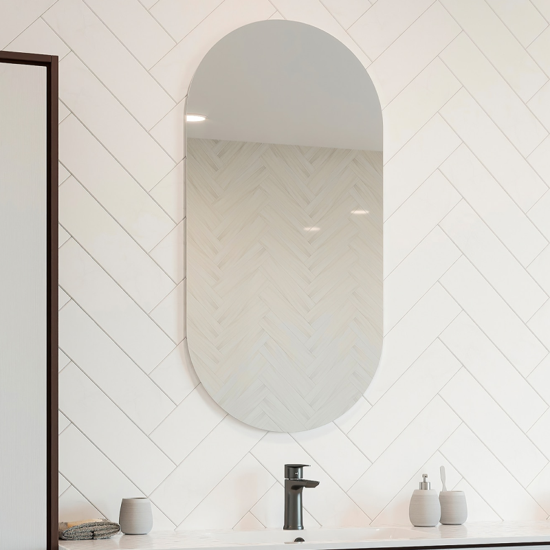 Thermogroup Ablaze Pill Shape Polished Edge Mirror with Hangers including demister - DP5010HND