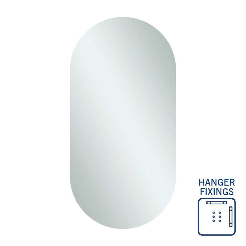 Thermogroup Ablaze Pill Shape Polished Edge Mirror with Hangers - DP5010HN