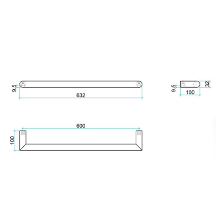 Thermorail 12V Round 632 Single Heated Towel Rail - DSR6B Matte Black