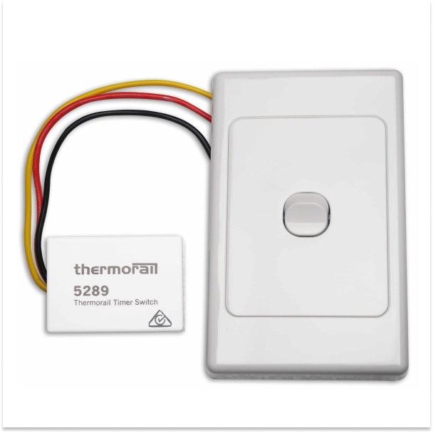 Thermorail 240V Straight 550 Round Heated Towel Ladder w/Eco Timer - SR25MB Matte Black - SR25MB + ET12C