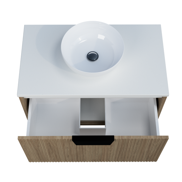 Timberline Elwood Dockland Wall Hung Vanity with SilkSurface Top & Basin 750mm - ELWV750CSSAW