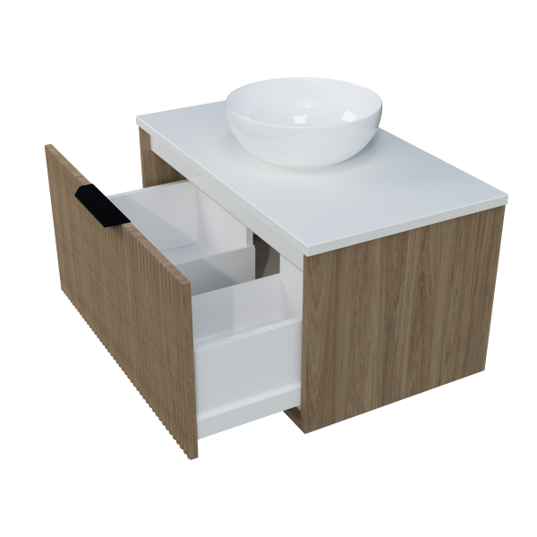 Timberline Elwood Dockland Wall Hung Vanity with SilkSurface Top & Basin 750mm - ELWV750CSSAW