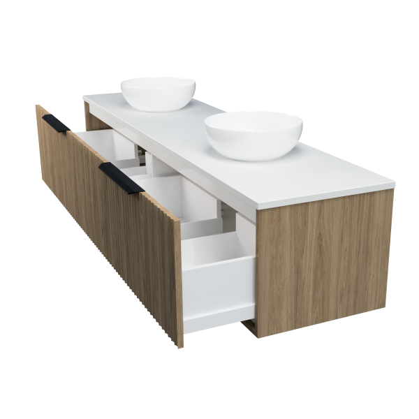 Timberline Elwood Dockland Wall Hung Vanity with SilkSurface Top & Double Basin 1800mm
