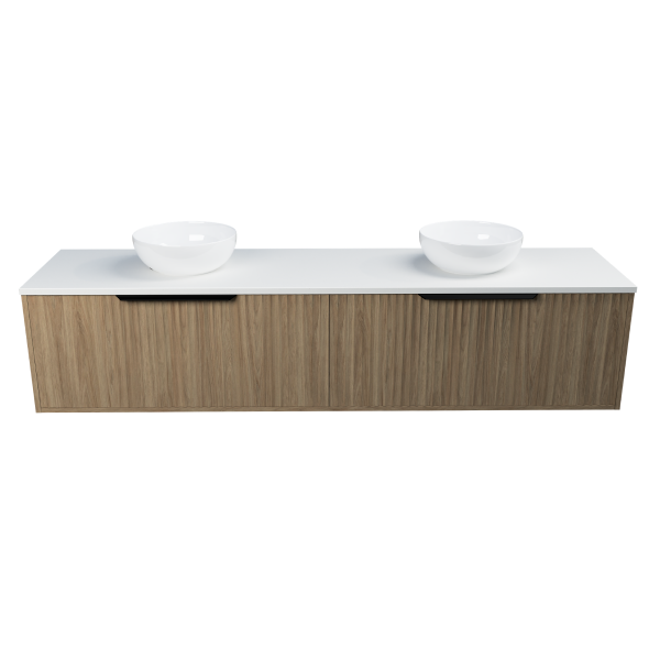 Timberline Elwood Dockland Wall Hung Vanity with SilkSurface Top & Double Basin 1800mm