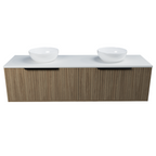 Timberline Elwood Dockland Wall Hung Vanity with SilkSurface Top & Double Basin 1500mm - ELWV1500DSSAW