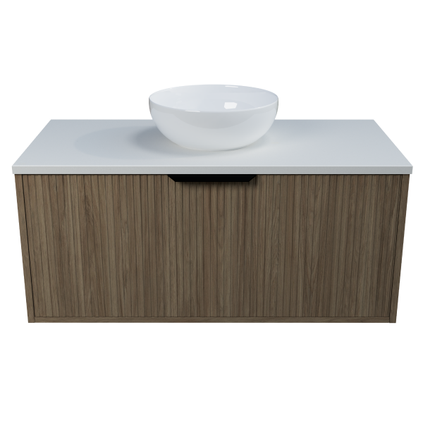 Timberline Elwood Dockland Wall Hung Vanity with SilkSurface Top & Basin 900mm - ELWV900CSSAW