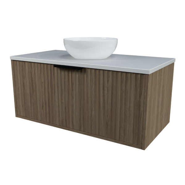 Timberline Elwood Dockland Wall Hung Vanity with SilkSurface Top & Basin 900mm - ELWV900CSSAW