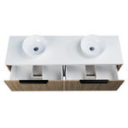 Timberline Elwood Dockland Wall Hung Vanity with SilkSurface Top & Double Basin 1500mm - ELWV1500DSSAW