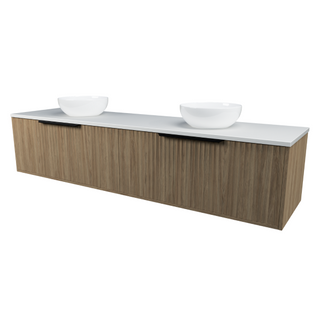 Timberline Elwood Dockland Wall Hung Vanity with SilkSurface Top & Double Basin 1800mm - ELWV1800DSSAW