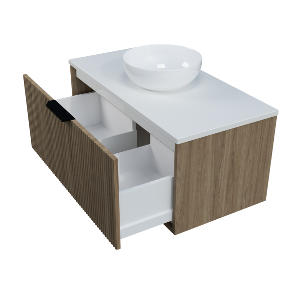 Timberline Elwood Dockland Wall Hung Vanity with SilkSurface Top & Basin 900mm