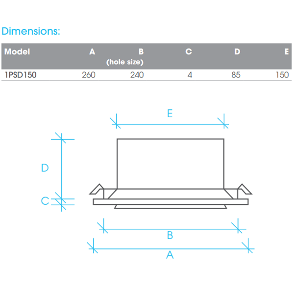 Expella Square Slim-Line Diffuser with NRD - 1PSD150