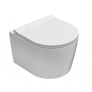 Globo Forty3 Compact SENZABRIDA® Wall Hung Pan & Soft Close Seat - Gloss White - F3COWHW