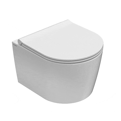 Globo Forty3 Compact SENZABRIDA® Wall Hung Pan & Soft Close Seat - Gloss White - F3COWHW