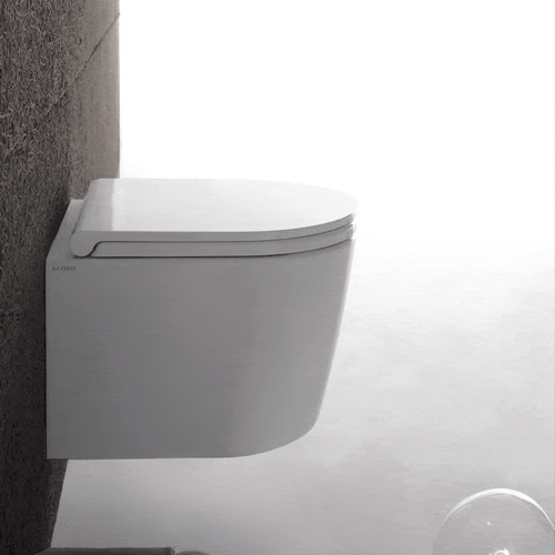 Globo Forty3 Compact SENZABRIDA® Wall Hung Pan & Soft Close Seat - Gloss White - F3COWHW