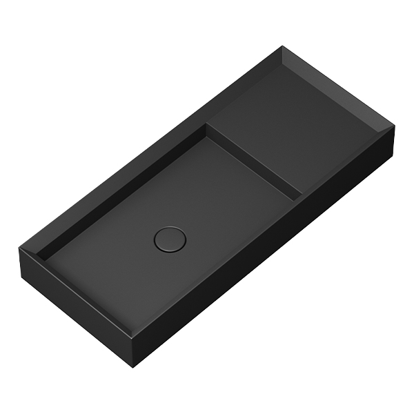 Parisi Cut 900x380 Bench Basin with Platform - Matte Black - No Tap Hole - VA170.22